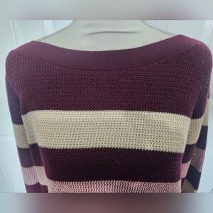Market & Spruce Size 2X Long Sleeve Burgandy/Pknk/Creame Colored Stripes